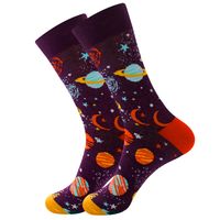 Unisex Retro Geometrisch Brief Astronaut Baumwolle Crew Socken Ein Paar sku image 4