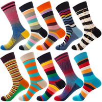 Unisex Casual Stripe Cotton Crew Socks A Pair main image 6