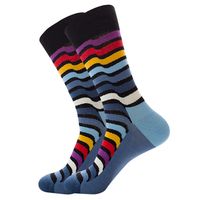 Unisex Casual Stripe Cotton Crew Socks A Pair sku image 9