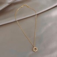 Simple Style Heart Shape Flower Alloy Pearl Plating Inlay Shell Zircon Women's Pendant Necklace sku image 2