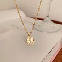 Simple Style Heart Shape Flower Alloy Pearl Plating Inlay Shell Zircon Women's Pendant Necklace sku image 4