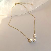 Simple Style Heart Shape Flower Alloy Pearl Plating Inlay Shell Zircon Women's Pendant Necklace sku image 1