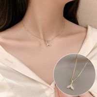 Simple Style Heart Shape Flower Alloy Pearl Plating Inlay Shell Zircon Women's Pendant Necklace sku image 9