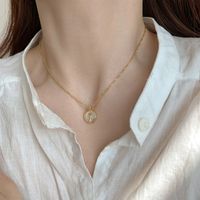 Simple Style Heart Shape Flower Alloy Pearl Plating Inlay Shell Zircon Women's Pendant Necklace main image 6
