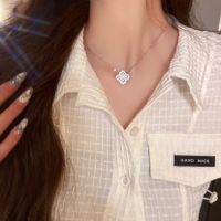 Simple Style Heart Shape Flower Alloy Pearl Plating Inlay Shell Zircon Women's Pendant Necklace sku image 17