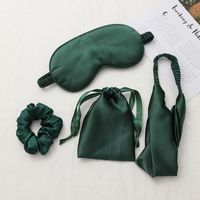 Artificial Silk Cloth Eye Patch Bag Hair Band Four-piece Set Internet Celebrity Large Intestine Hair Band Travel Portable Sleeping Eye Mask Set main image 2