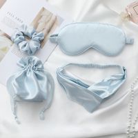 Artificial Silk Cloth Eye Patch Bag Hair Band Four-piece Set Internet Celebrity Large Intestine Hair Band Travel Portable Sleeping Eye Mask Set main image 5