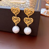 1 Pair Elegant Square Heart Shape Bow Knot Copper Plating Inlay Rhinestones Pearl Drop Earrings Ear Studs sku image 32