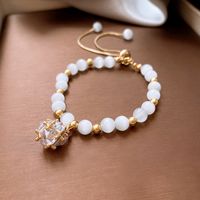 Sucré Forme De Cœur Fleur Coquille Alliage Perlé Placage Incruster Strass Opale Femmes Bracelets sku image 17