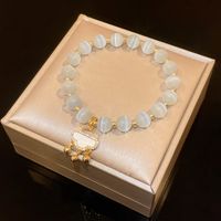 Sweet Heart Shape Flower Shell Alloy Beaded Plating Inlay Rhinestones Opal Women's Bracelets sku image 24