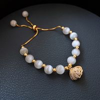 Sweet Heart Shape Flower Shell Alloy Beaded Plating Inlay Rhinestones Opal Women's Bracelets sku image 23