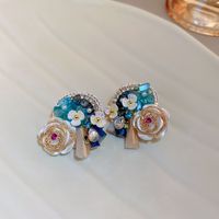 Simple Style Flower Artificial Crystal Inlay Rhinestones Women's Drop Earrings Earrings Ear Studs main image 3