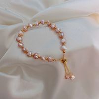 Elegant Round Alloy Freshwater Pearl Beaded Plating Inlay Rhinestones Bracelets main image 1