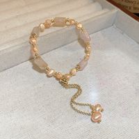 Elegant Round Alloy Freshwater Pearl Beaded Plating Inlay Rhinestones Bracelets sku image 5