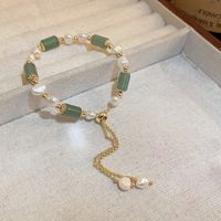 Elegant Round Alloy Freshwater Pearl Beaded Plating Inlay Rhinestones Bracelets sku image 4