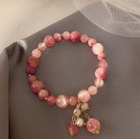 Sucré Forme De Cœur Fleur Coquille Alliage Perlé Placage Incruster Strass Opale Femmes Bracelets main image 2
