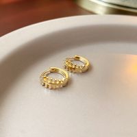 1 Pair Elegant Geometric Letter Copper Plating Inlay Artificial Pearls Zircon Earrings main image 2