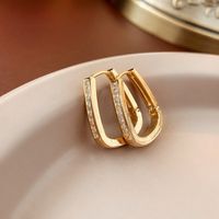 1 Pair Elegant Geometric Letter Copper Plating Inlay Artificial Pearls Zircon Earrings sku image 21