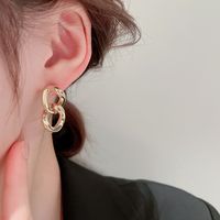 1 Pair Elegant Geometric Letter Copper Plating Inlay Artificial Pearls Zircon Earrings sku image 3