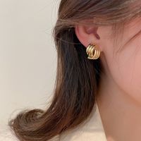 1 Pair Elegant Geometric Letter Copper Plating Inlay Artificial Pearls Zircon Earrings sku image 4