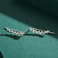 1 Pair Simple Style Leaves Sterling Silver Plating Rhodium Plated Ear Clips main image 2