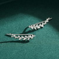 1 Paar Einfacher Stil Blätter Sterling Silber Überzug Überzogen Mit Rhodium Ohrclips main image 1