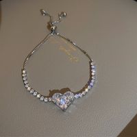 Elegant Heart Shape Flower Shell Mixed Materials Plating Inlay Rhinestones Opal Zircon Women's Bracelets sku image 13