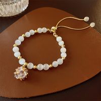 Elegant Heart Shape Flower Shell Mixed Materials Plating Inlay Rhinestones Opal Zircon Women's Bracelets sku image 4