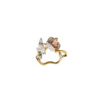 Sweet Flower Metal Plating Inlay Pearl Zircon Gold Plated Women's Open Ring main image 3