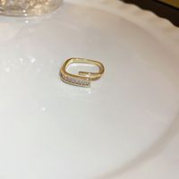 Glänzend Geometrisch Kupfer Inlay Zirkon Offener Ring sku image 8