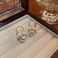 1 Pair Elegant Geometric Plating Inlay Copper Artificial Pearls Rhinestones Drop Earrings sku image 7