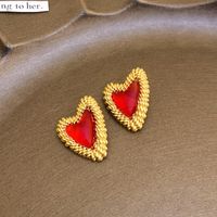 1 Pair Vintage Style Flower Copper Plating Inlay Artificial Gemstones Rhinestones Ear Studs sku image 9