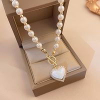 Einfacher Stil Buchstaben Herzform Blume Metall Perlen Überzogene Inlay Strass Steine Zirkon Damen Anhänger Halskette Halskette sku image 7