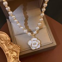 Einfacher Stil Buchstaben Herzform Blume Metall Perlen Überzogene Inlay Strass Steine Zirkon Damen Anhänger Halskette Halskette sku image 14