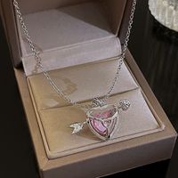 Einfacher Stil Buchstaben Herzform Blume Metall Perlen Überzogene Inlay Strass Steine Zirkon Damen Anhänger Halskette Halskette sku image 5
