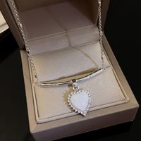 Einfacher Stil Buchstaben Herzform Blume Metall Perlen Überzogene Inlay Strass Steine Zirkon Damen Anhänger Halskette Halskette sku image 6