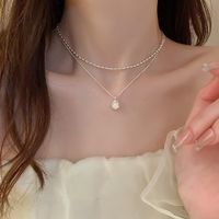 Einfacher Stil Buchstaben Herzform Blume Metall Perlen Überzogene Inlay Strass Steine Zirkon Damen Anhänger Halskette Halskette sku image 15
