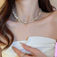 Einfacher Stil Buchstaben Herzform Blume Metall Perlen Überzogene Inlay Strass Steine Zirkon Damen Anhänger Halskette Halskette sku image 21