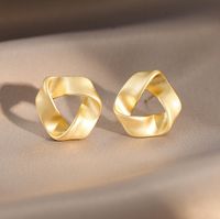 Wholesale Jewelry 1 Pair Simple Style Heart Shape Solid Color Twist Metal Zircon Earrings Ear Studs sku image 9