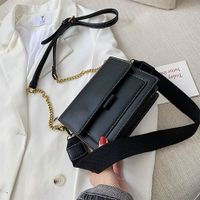 Women's Small Pu Leather Color Block Elegant Square Flip Cover Shoulder Bag Crossbody Bag Square Bag sku image 3