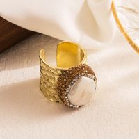 Casual Oval Water Droplets Copper Irregular Plating Inlay Pearl Zircon 18k Gold Plated Open Ring main image 5