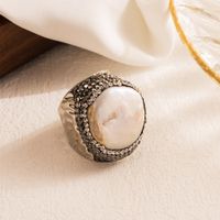 Casual Oval Water Droplets Copper Irregular Plating Inlay Pearl Zircon 18k Gold Plated Open Ring sku image 4