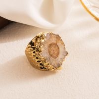 Casual Irregular Copper 18k Gold Plated Natural Stone Wholesale Open Ring sku image 2