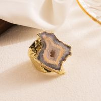 Casual Irregular Copper 18k Gold Plated Natural Stone Wholesale Open Ring sku image 6