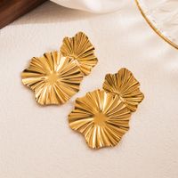 1 Pair Casual Heart Shape Flower Plating Inlay Stainless Steel Natural Stone 18k Gold Plated Drop Earrings main image 4