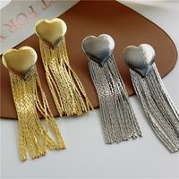 1 Pair Elegant Exaggerated Tassel Heart Shape Plating Titanium Steel 18k Gold Plated Drop Earrings main image 1