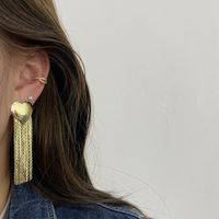 1 Pair Elegant Exaggerated Tassel Heart Shape Plating Titanium Steel 18k Gold Plated Drop Earrings sku image 7