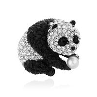 Mignon Panda Alliage Placage Incruster Strass Perle Unisexe Broches main image 3