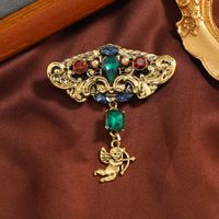 Retro Cupid Bee Butterfly Alloy Enamel Hollow Out Inlay Artificial Gemstones Pearl Unisex Brooches sku image 2