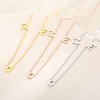 Stainless Steel 18K Gold Plated MAMA Simple Style Plating Solid Color Necklace main image 5